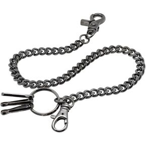 Lightweight Short Curb Cuban Link Wallet Chain Swivel Trigger snap Biker Punk Key Chain (Gun-Metal)