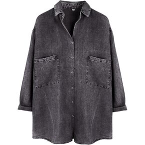 Yimoon Women's Soft Tencel Denim Shirts Casual 3/4 Sleeve Button Down Blouses