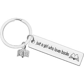 Xiahuyu Book Lovers Gifts Keychain Reading Lovers Gifts Just A Girl Who Loves Books Keychain Bookish Gifts Book Club Gifts Librarian Gifts Bookworm Gifts for Women Girls Reader Writers