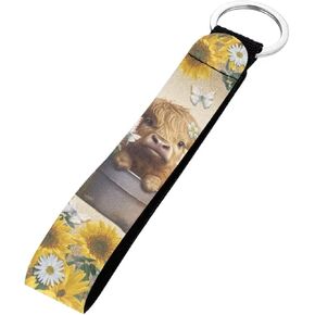 INSTANTARTS Ocean Turtle Tribal Hibiscus Print Wristlet Keychain Lanyard Lightweight Portable Long Hand Wrist Lanyard Key Chain Keychin Holder Strap with Metal Ring