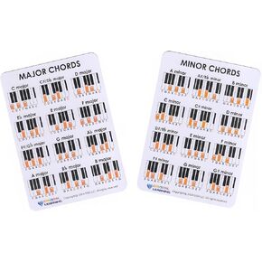 Music Notes Cheat Sheet - Major and Minor Chords - A5 Size (Music Notes Reference Cards)