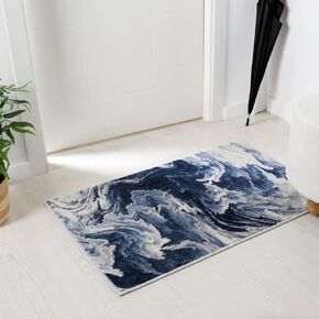 LUXE WEAVERS Marble Abstract Clouds Area Rug,Blue,8'X10'