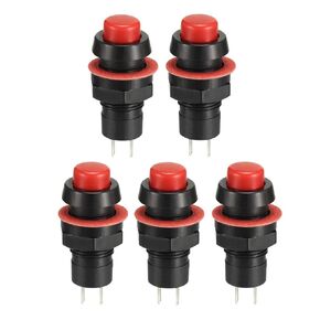 uxcell 10mm Mounting Hole Red Latching Push Button Switch SPST NO 5pcs