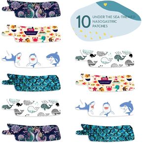 Nasogastric or Oxygen Tube precut Adhesive Tape Under The sea Mix x 10 Pack. (Right Side)