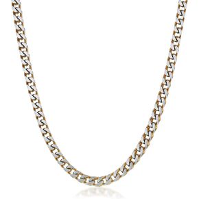 Metro Jewelry Two Tone Foxtail Chain Necklace for Men in Stainless Steel with Yellow Gold or Black Ion Plating 5 or 6 MM Wide 22 or 24 Inches with Lobster Claw in Kuwait
