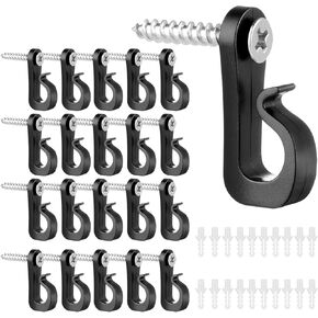 20 Pcs Screw in Hooks for Outdoor String Lights, Q-Hanger Screw Hooks for Light Wire Led Light Clips, Patio Wall Hooks Hanging Light for New Year Holiday Party