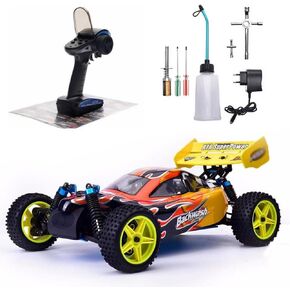 1/10 Nitro RC Car for Adult 75CC Oil-Powered Two Speed RC Crawler Truck, 4WD Off Road Buggy Nitro Gas Power Remote Control Car Hobby Toys, 90KM/H Fast Petrol Engine Racing Car RC Vehicle