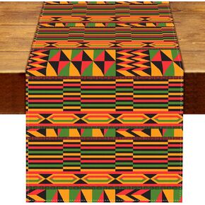 Nepnuser African Kente Table Runner Juneteenth American Trible National Holiday Party Decorations Home Kitchen Dining Room Decor (13" x 72")
