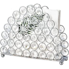 Feyarl كريستال مناديل حامل مناديل الوجه منديل ورقي حامل رسائل رسائل بطاقات حامل منظم حالة الوقوف لإعداد طاولة العشاء مضمد مكتب ديكو المنزل (فضي) in Kuwait