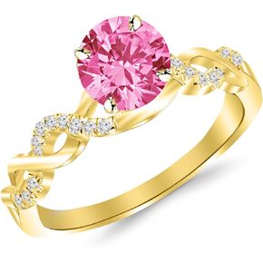 2.13 Carat 14K White Gold Twisting Infinity Gold and Diamond Split Shank Pave Set Diamond Engagement Ring with a 2 Carat Natural Pink Sapphire Center (Heirloom Quality)