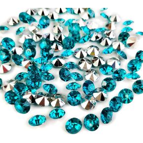 3000 قطعة من الماس الأكريليك المبعثر 0.315 بوصة من الأحجار الكريمة المزيفة، قصاصات من الأحجار الكريمة لتزيين طاولة حفلات الزفاف، حامل فرشاة المكياج، حشو مزهرية، ديكور ألماس الزفاف، أزرق مخضر مع ظهر فضي in Kuwait