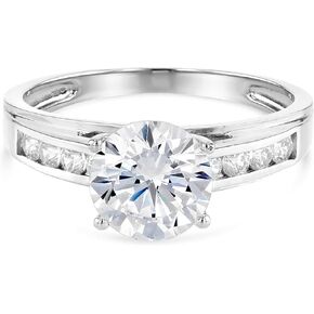 Ioka - 14K Solid Gold 1.5 Ct. Round Cut Solitaire Cubic Zirconia CZ Wedding Engagement Ring