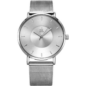 SHENGKE Simple Watches Analog Mesh Watches for Women Stainless Steel Band reloj de Mujer Gift for Anniversary