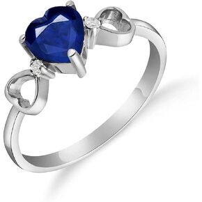 Galaxy Gold GG 14k Gold Genuine Diamonds & Heart-shaped Natural Sapphire Ring