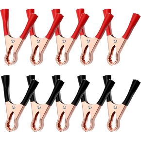 10 Pcs Metal Alligator Clips 50A Insulated Alligator Clips Heavy Duty Alligator Clamps Terminal Test Clamps Battery Replacement Cable Crocodile Clamp Copper Plated Electrical Spring Clip for Boat Car