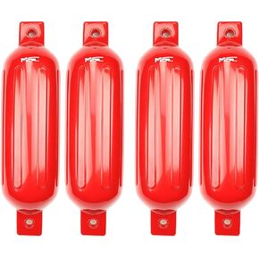 MSC Vinyl Ribbed Boat Fenders Bumpers (Red, 6.5" x 23")