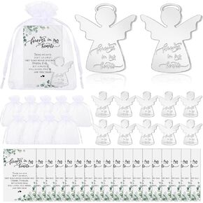 100 Sets Celebration of Life Gift Ideas 100 Guardian Angel Pocket Token 100 Forever in Our Heart Cards 100 White Organza Bags Celebration of Life Funeral Favors for Guests
