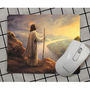 Jesus Christ God Christian Christianity Holy Cross Non-Slip Mousepad Gaming Computer Mouse Pad Gaming Desktop Laptop Mouse Pad with Stitched Edge 7.1 x 8.7 inches