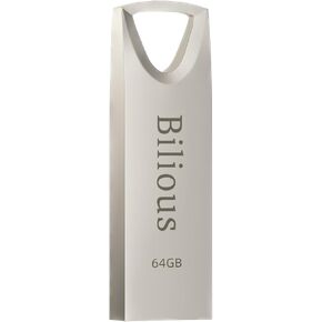 Bilious USB Flash Drive 64GB, Metal Plug-in Style Thumb Drive Portable USB Memory Stick, Waterproof Jump Pen Drive for Storage and Backup