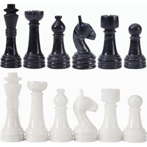 Radicaln Marble Chess Pieces Black and White 3.5 Inch King Figures Handmade 32 Chess Figures - Suitable for 16-20 Inch Chess Game - Board Games