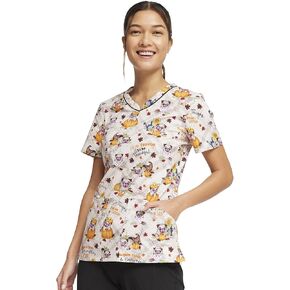 Cherokee Prints Women Scrubs Top V-Neck Print CK646