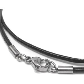 Loralyn Designs Black Leather Necklace Cord (2mm) with Stainless Steel Clasps (14-30 Inch)