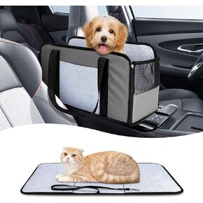 مقعد سيارة بوحدة تحكم مركزية للحيوانات الأليفة الصغيرة بوزن 12 رطلاً، مقعد 3 في 1 للحيوانات الأليفة للقطط والكلاب الصغيرة، مقعد سفر للكلاب بسحاب من الجلد مع وسادة قابلة للإزالة. in Kuwait