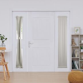 Deconovo French Door Curtain, Door Curtains for Door Window with Tieback, Blackout Curtains for Bedroom, Thermal Insulated Curtains for Living Room, Dual Rod Pocket, 1 Panel, Light Beige, 12x72 Inch