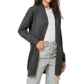 Yvette Womens Long Cardigan with Pockets Oversized Sweaters Lighweight Open Front Fall Jacket Trendy