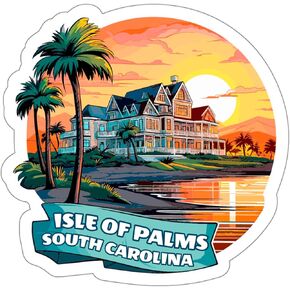 Isle of Palms South Carolina Sticker Travel Outdoors Decal Vinyl Small Waterproof for Water Bottle Mug Passport Book Scrapbook Notebook Laptop Tumbler Skateboard Computer Phone Size 4" Funny Gift