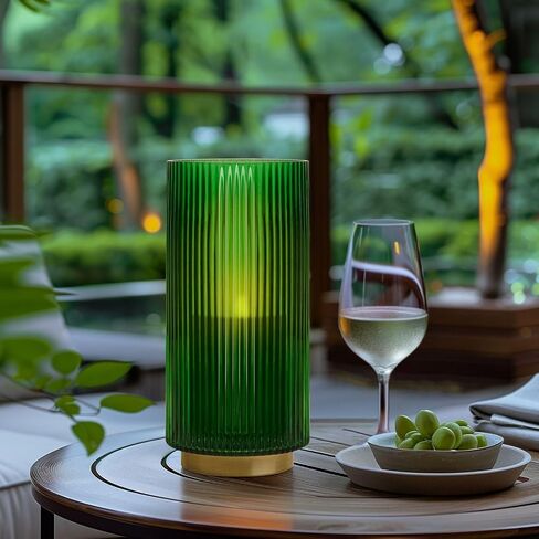 Torre & Tagus Adele Emerald Green Glass Vase with Gold Metal Base - Premium Clear Glass Cylinder Vase for Decor & Ribbed Glass Vase for Flowers, Emerald Green and Gold Decor for Table Centerpiece in Saudi Arabia