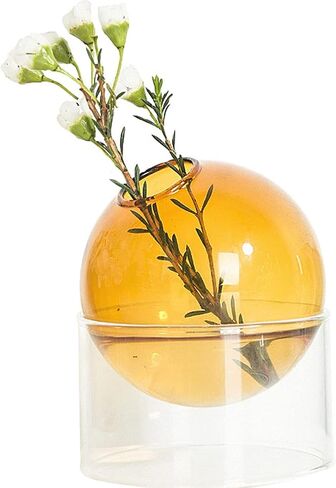 WAYUTO Clear Glass Bubble Vase Rotatable Hydroponic Plants Vases Container Round Floral Dry Flower Bud Vase Modern Minimalist Home Decor Centerpieces Ornament for Living Room Wedding Blue in Saudi Arabia