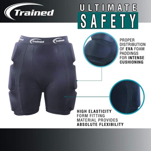 Trained Padded Protective Shorts for Extreme Sports Black in Kuwait
