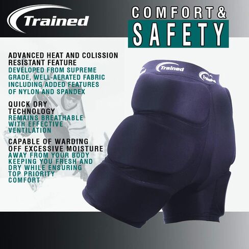 Trained Padded Protective Shorts for Extreme Sports Black in Kuwait