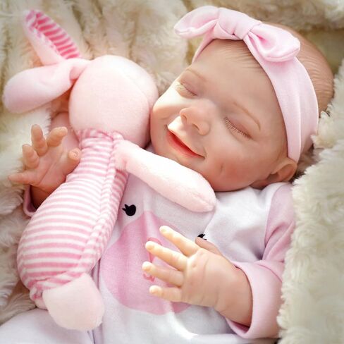 20-Inch Lifelike Reborn Baby Dolls - Sweet Smile Real Life Realistic-Newborn Soft Body Realistic Newborn Baby Dolls Sleeping Baby Girl-Best Gift for Kids Age 3+ in Saudi Arabia