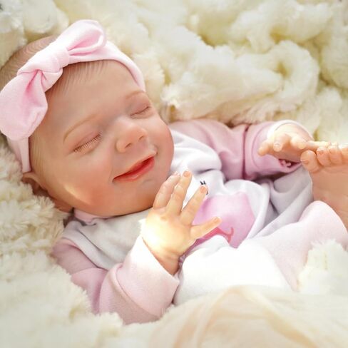 20-Inch Lifelike Reborn Baby Dolls - Sweet Smile Real Life Realistic-Newborn Soft Body Realistic Newborn Baby Dolls Sleeping Baby Girl-Best Gift for Kids Age 3+ in Saudi Arabia
