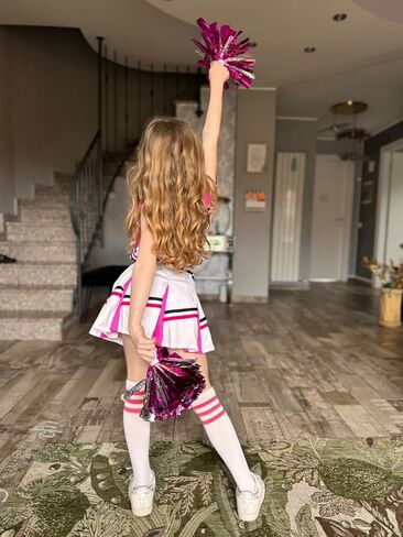 زي LOLANTA Big Girls Cheerleader الزي الرسمي زي التشجيع، علامة تجارية ممتعة للشباب، أحمر وأبيض (أحمر، 8-10) in Kuwait