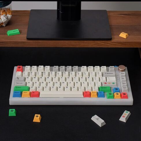 أغطية مفاتيح PBT - مجموعة أغطية مفاتيح باللون الرمادي والأبيض بنسبة 75 بالمائة من ملف تعريف الكرز 142 مفتاحًا طراز DYE-Sub البسيط مناسب للوحة مفاتيح الألعاب الميكانيكية 60/61/65/68/75/87 in Kuwait