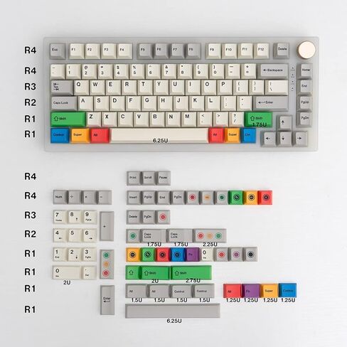أغطية مفاتيح PBT - مجموعة أغطية مفاتيح باللون الرمادي والأبيض بنسبة 75 بالمائة من ملف تعريف الكرز 142 مفتاحًا طراز DYE-Sub البسيط مناسب للوحة مفاتيح الألعاب الميكانيكية 60/61/65/68/75/87 in Kuwait
