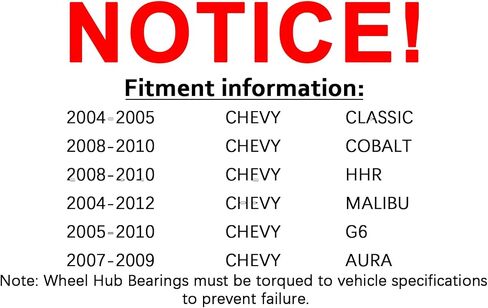 MAYASAF 512285 [عبوتان، 5 عروات] مجموعة محمل محور العجلة الخلفية لسيارة Chevy 2004-2012 Malibu/2008-10 HHR & Cobalt/2004-05 Classic، لبونتياك 2005-10 G6، لـ 2007-09 Saturn Aura (قطعتان) in Saudi Arabia