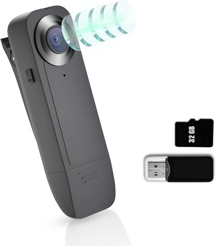 Mini Camera, 32GB Memory Card Ture 1080P Spy Nanny Body Camera with Photo and Video Record, Portable Pocket Hidden BodyCam with Night Vision 1000mAh in Saudi Arabia