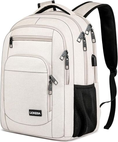 Travel Laptop Backpack, 17.3 Inch Large Backpack for School, Business Laptop Backpack with USB Charging Port, Anti Theft Water Resistant College Computer Bag Daypack for Men Women, Black in Kuwait