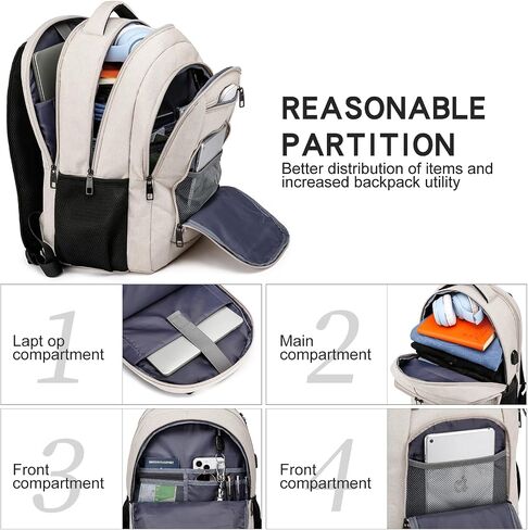 Travel Laptop Backpack, 17.3 Inch Large Backpack for School, Business Laptop Backpack with USB Charging Port, Anti Theft Water Resistant College Computer Bag Daypack for Men Women, Black in Kuwait
