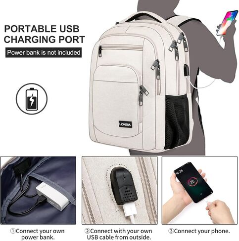 Travel Laptop Backpack, 17.3 Inch Large Backpack for School, Business Laptop Backpack with USB Charging Port, Anti Theft Water Resistant College Computer Bag Daypack for Men Women, Black in Kuwait
