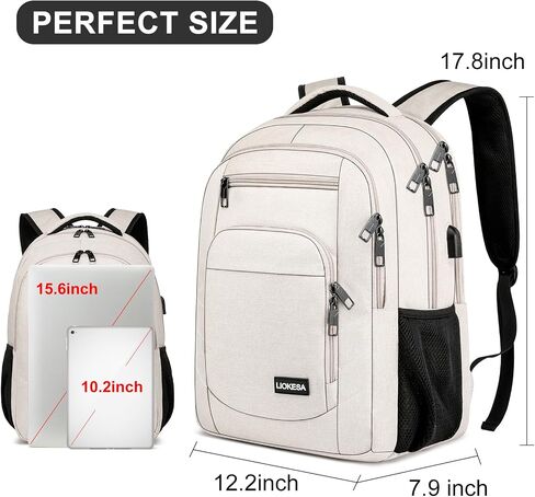 Travel Laptop Backpack, 17.3 Inch Large Backpack for School, Business Laptop Backpack with USB Charging Port, Anti Theft Water Resistant College Computer Bag Daypack for Men Women, Black in Kuwait
