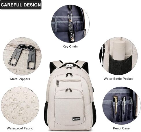 Travel Laptop Backpack, 17.3 Inch Large Backpack for School, Business Laptop Backpack with USB Charging Port, Anti Theft Water Resistant College Computer Bag Daypack for Men Women, Black in Kuwait