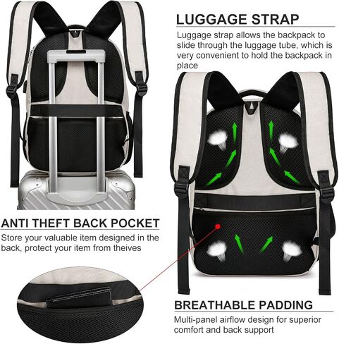 Travel Laptop Backpack, 17.3 Inch Large Backpack for School, Business Laptop Backpack with USB Charging Port, Anti Theft Water Resistant College Computer Bag Daypack for Men Women, Black in Kuwait