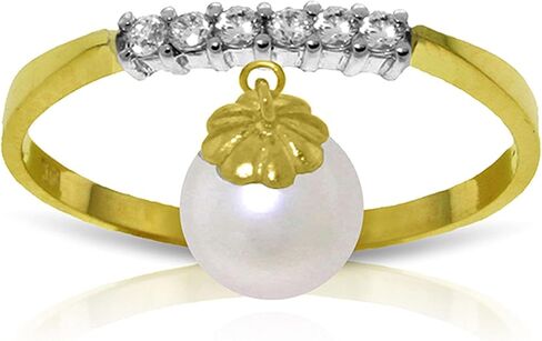 Galaxy Gold GG 14k الذهب الماس الحقيقي وخاتم سحر لؤلؤ المياه العذبة المزروعة in Kuwait