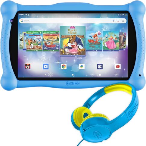 Contixo 7" Android Kids Tablet - V10 Kids Learning Tablet and Tablet Bag Bundle, Toddler Tablet with 50+ Disney eBooks, 32GB Storage, Bluetooth, Android 11, Dual Cameras, Parental Control, Blue in Saudi Arabia