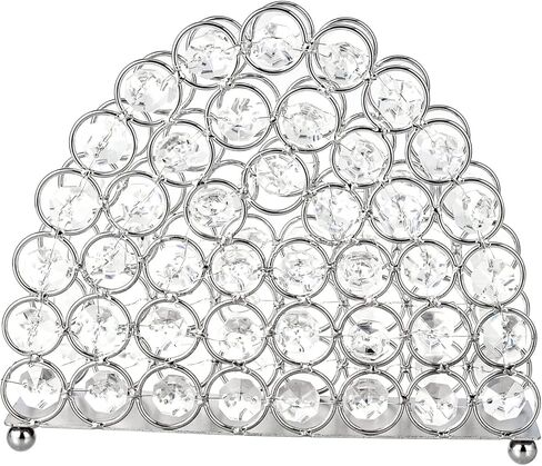 Feyarl كريستال مناديل حامل مناديل الوجه منديل ورقي حامل رسائل رسائل بطاقات حامل منظم حالة الوقوف لإعداد طاولة العشاء مضمد مكتب ديكو المنزل (فضي) in Kuwait